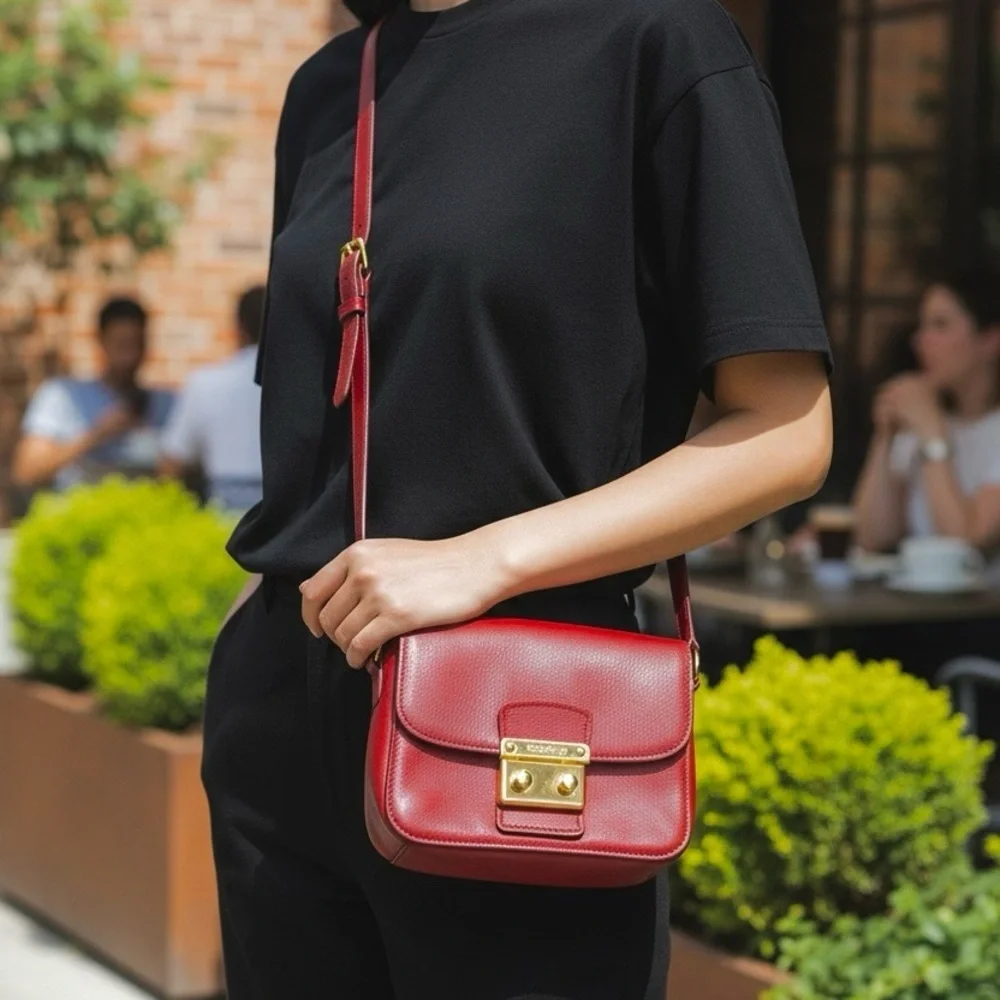 Authentic Miu Miu Red Madras Leather Crossbody Bag - Picture 12 of 12